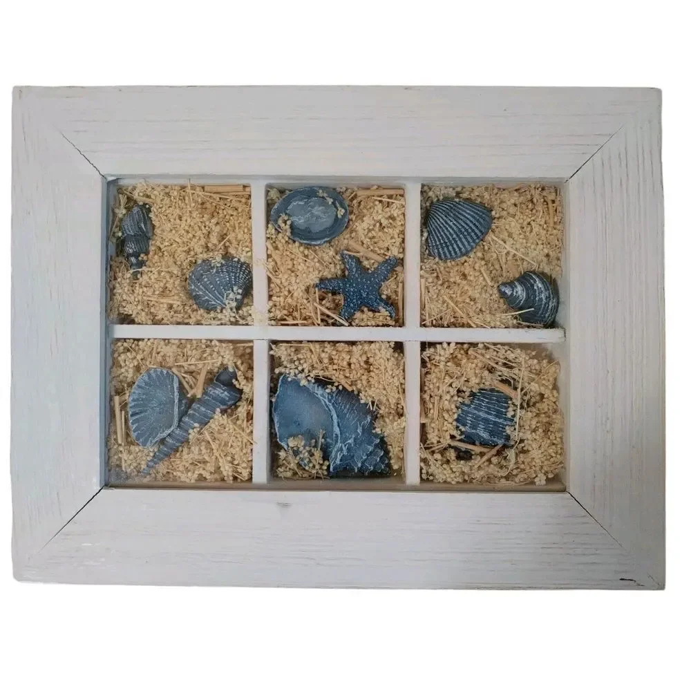 2003 Michael Alan Designs‎ Seaside Seashell Starfish White Blue Diarama Set Of 2